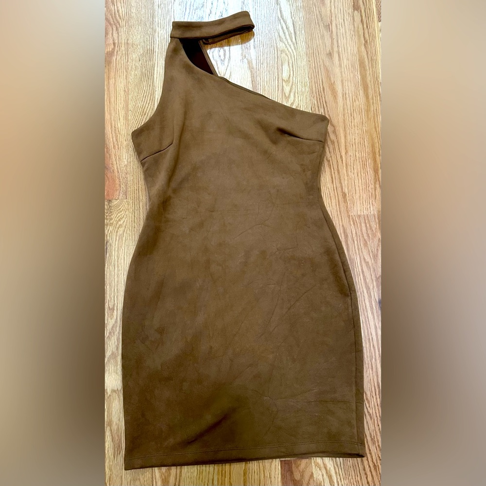 FashionNova Tan Faux Suede Dress